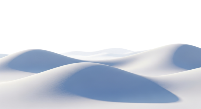  Abstract White Snow Dunes Landscape with Soft Blue Shadows on a Transparent Background, PNG Image, PNG File