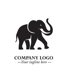 Majestic Elephant Logo Symbol in Black on White Background with Elegant Minimalist Modern Design