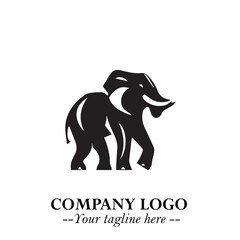 Majestic Elephant Logo Symbol in Black on White Background with Elegant Minimalist Modern Design