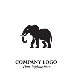 Majestic Elephant Logo Symbol in Black on White Background with Elegant Minimalist Modern Design