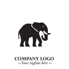 Majestic Elephant Logo Symbol in Black on White Background with Elegant Minimalist Modern Design