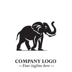 Majestic Elephant Logo Symbol in Black on White Background with Elegant Minimalist Modern Design