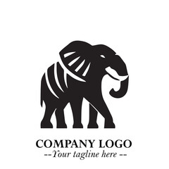 Majestic Elephant Logo Symbol in Black on White Background with Elegant Minimalist Modern Design