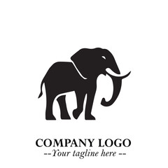 Majestic Elephant Logo Symbol in Black on White Background with Elegant Minimalist Modern Design