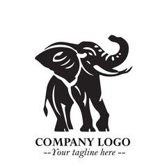 Majestic Elephant Logo Symbol in Black on White Background with Elegant Minimalist Modern Design