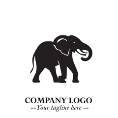 Majestic Elephant Logo Symbol in Black on White Background with Elegant Minimalist Modern Design