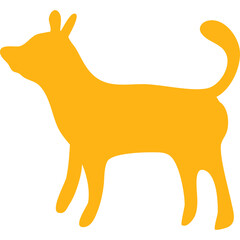 Orange Silhouette of a Standing Dog on a Transparent Background