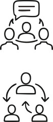 Teamwork and communication icons representing collaboration and hierarchy.