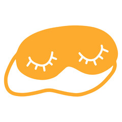 Orange Sleep Mask with White Eyelashes and Strap on Transparent Background Representing Rest and Relaxation