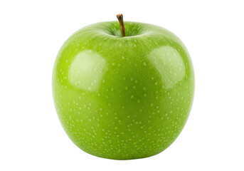 Isolated vibrant Granny Smith apple, fresh whole fruit with stem for healthy eating