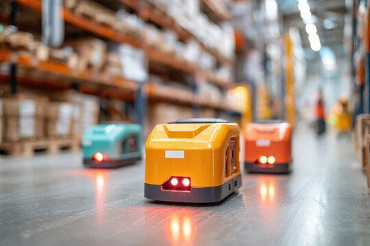 Autonomous robots in a modern warehouse