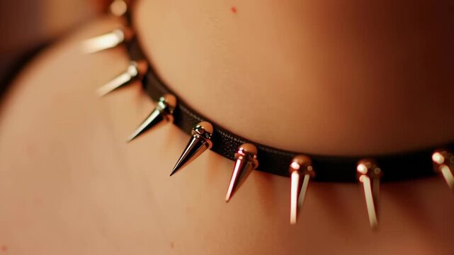 Edgy Black Choker with Metallic Spikes Punk Inspired Alternative Fashion Accessory for Unique Style Enthusiasts and Bold Statements