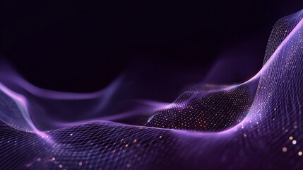 Stunning purple network with glowing particles for a modern, vibrant design, perfect for technology, science, and abstract concepts adding depth and elegance