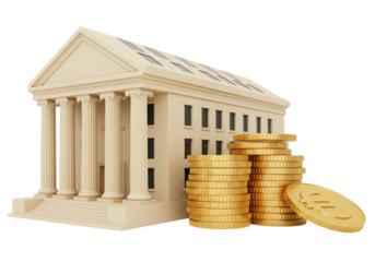 Isolated European central bank, euro currency, economics, deposit, and secure financing