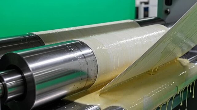 Automated industrial process of coating material on a production line for efficiency and