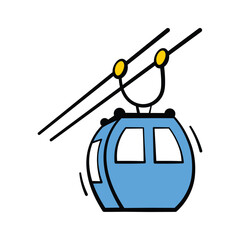 Trendy cable car icon, ski lift, mountain travel, or tourism transport