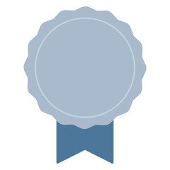 シンプルで可愛い水色のメダルの勲章のイラスト