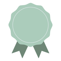 シンプルで可愛いグリーンのメダルの勲章のイラスト