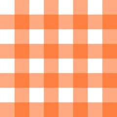 Orange gingham checkered pattern background. Warm plaid seamless design in orange and white tones, perfect for fabric, tablecloth, and home decor projects.