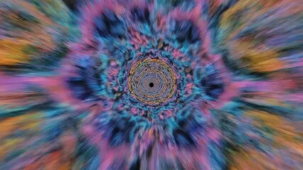 Abstract Psychedelic Kaleidoscope Tunnel with Vibrant Colors and Hypnotic Motion. - Powered by Adobe