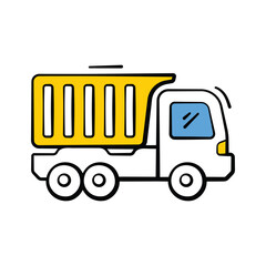 Well designed dump truck icon, Construction, mining, and heavy transport.