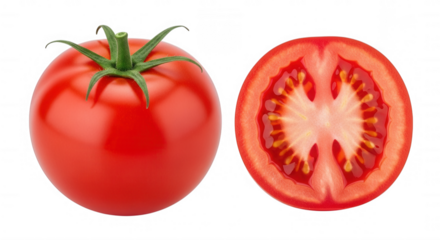 Ripe Red Tomato Half Cut isolated on a transparent background