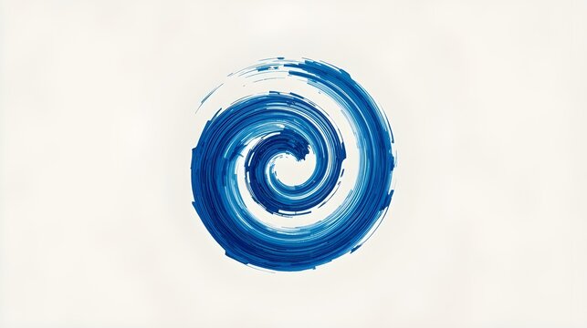 Blue spiral brush stroke pattern, dynamic rotating texture isolated on clean background