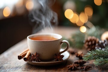 Obraz premium Cozy spiced tea with cinnamon and star anise
