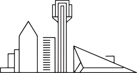Obraz premium Modern Cityscape Line Art Silhouette Drawing Buildings Structures Landmarks Minimal Design