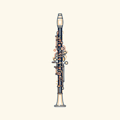 Sleek Clarinet Line Art in Flat Vector Style
