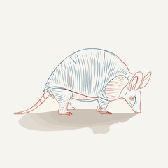 Sleek Armadillo Line Art in Vector