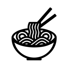 Minimalist Silhouette of a Japanese Noodle Bowl Ramen Icon