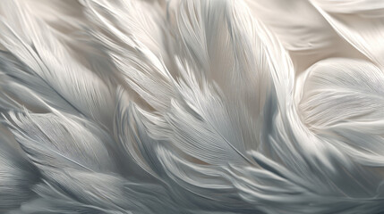 Closeup white feathers background for calm concept. Elegant white feathers create a soft, delicate texture and feel.