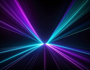 Obraz premium Violet and Cyan Laser Beams on Dark Background, Futuristic Energy Lines