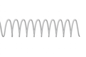 Metal spiral spring waveform element on transparent background