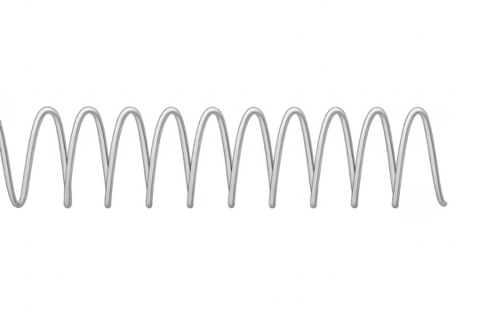Metal spiral spring waveform element on transparent background