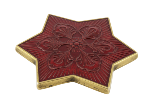 Isolated Five-pointed Star Decoration, ornamental metallic embellishment, no background