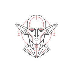 Elegant Elf Line Art Illustration