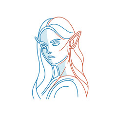 Sleek Elf Line Art Accent Vector