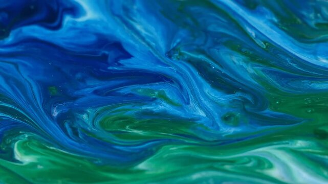 Abstract Blue and Green Liquid Marble Flowing Seamlessly Looping Video Background soft, creative, pattern