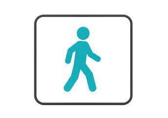 Isolated Pedestrian Sign, Walking Symbol, Man Silhouette, Road Guidance Direction Element