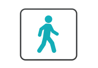 Isolated Pedestrian Sign, Walking Symbol, Man Silhouette, Road Guidance Direction Element