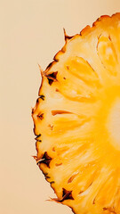 Close-up of a Ripe Pineapple Slice. Tropical Fruit, Healthy Food, Abstract Texture.