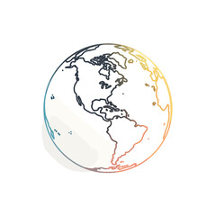 Sleek Globe Line Art in Flat Style