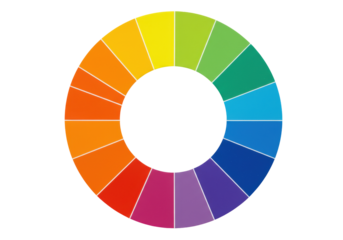 Isolated colorful spectrum hue wheel showing all colors in segments with a central hole
