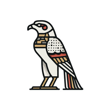 Sleek Horus Line Art in Flat Vector Style