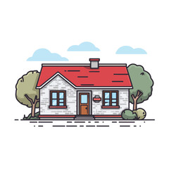 Sleek Cottage Design in Flat Vector Style