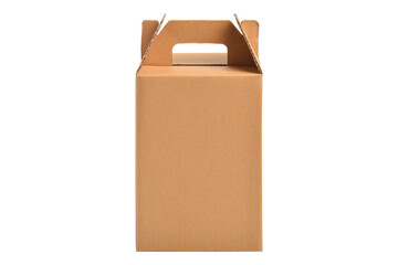Cardboard box with handle isolated on white background