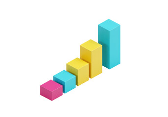 Fototapeta premium Isolated multicolored bar chart showing rising sales figures and upward progression icon