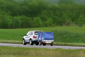 Heavy transport truck carrying felled trees